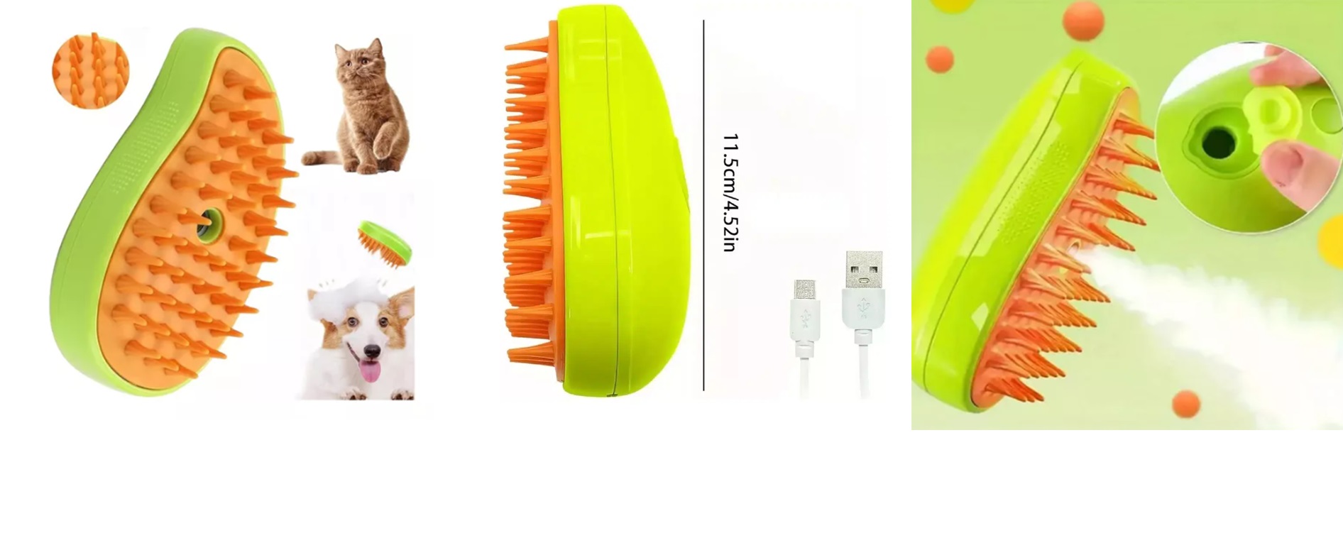 Cepillo Vapor Para Mascotas Quita Pelo