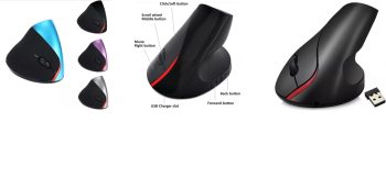 Mouse Inalámbrico Vertical Negro